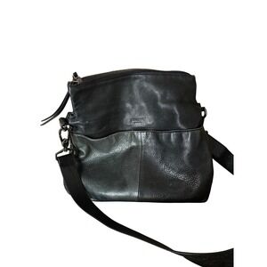 Margot Black Leather Foldover Crossbody Shoulder Bag designer minimalist boho